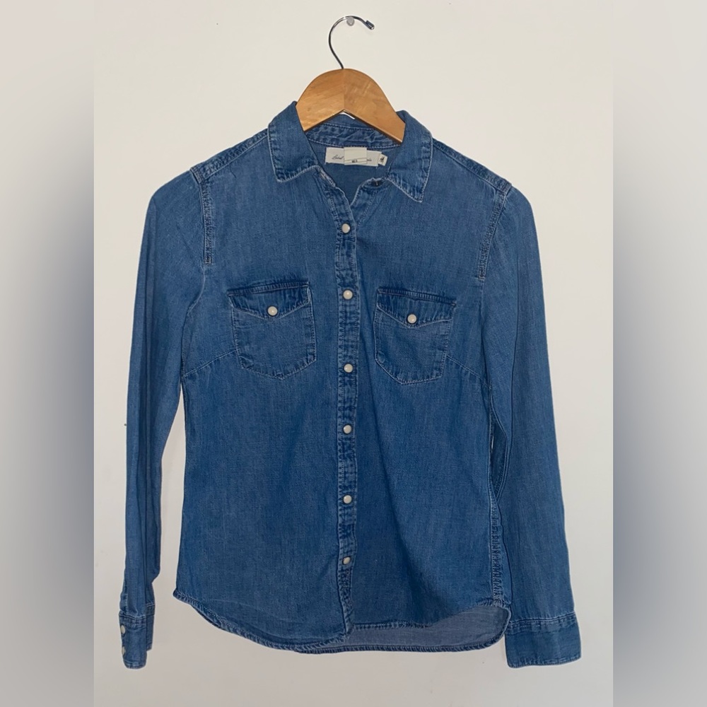 H&M L.O.G.G Denim Taylored Button Up Long Sleeve Shirt Size 6